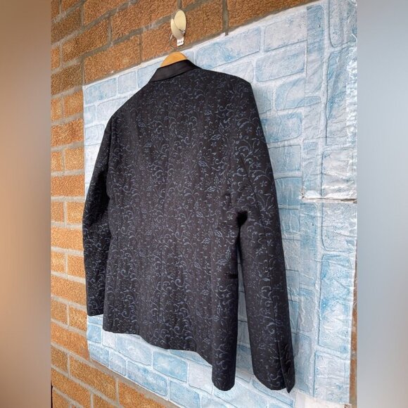 Zara Man VIP Night Out Evening Blue & Black Metallic Blazer Jacket size 42 - Picture 9 of 15